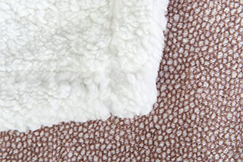 CosìCasa Manta polar individual con diseño retro Sherpa 200 g/m² | Manta de sofá cálida y supersuave, manta de franela para cama individual de microfibra de poliéster | Efecto piel beige doble cara