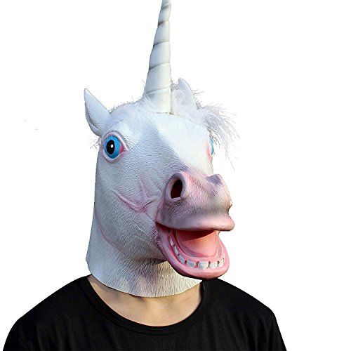 CreepyParty Fiesta de Disfraces de Halloween Máscara de Látex Cabeza de Animal Unicornio Máscara de Carnaval