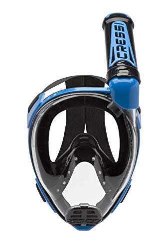 Cressi Duke Dry Full Face Mask Mascara de Buceo Snorkel Seca Cara Completa, Unisex Adulto, Negro/Azul, M/L
