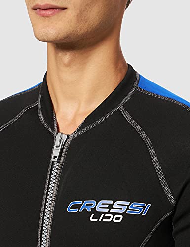 Cressi Lido Man Monopiece Wetsuit 2mm - Traje Corto de Neopreno High Stretch para Hombre , Negro/Azul , L/4