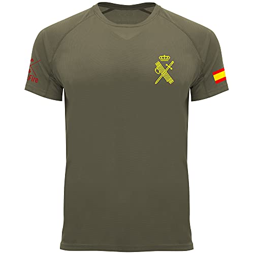 Crossfire Camiseta Guardia Civil Hombre con Escudo de Palabras (Verde Militar, XL)