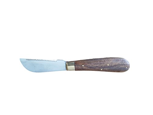 Cuchillo para crines de caballo, longitud de 18 cm, mango de madera resistente, plegable, acero inoxidable, mango de madera