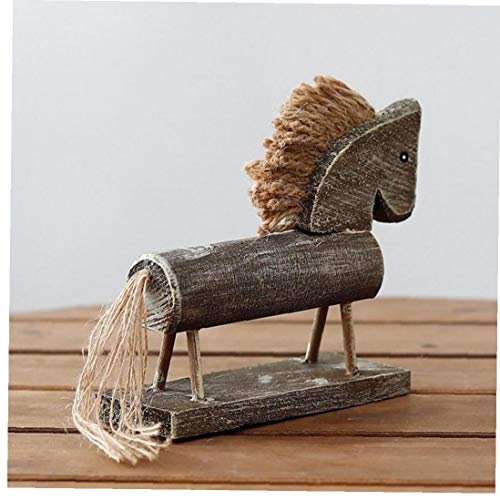 CULER 1pc De Madera Antiguo Caballo Figurines Estilo Mediterráneo Adornos De Decoración para Hogar De Escritorio