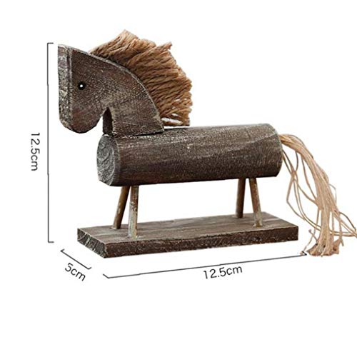 CULER 1pc De Madera Antiguo Caballo Figurines Estilo Mediterráneo Adornos De Decoración para Hogar De Escritorio