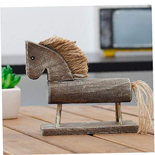 CULER 1pc De Madera Antiguo Caballo Figurines Estilo Mediterráneo Adornos De Decoración para Hogar De Escritorio