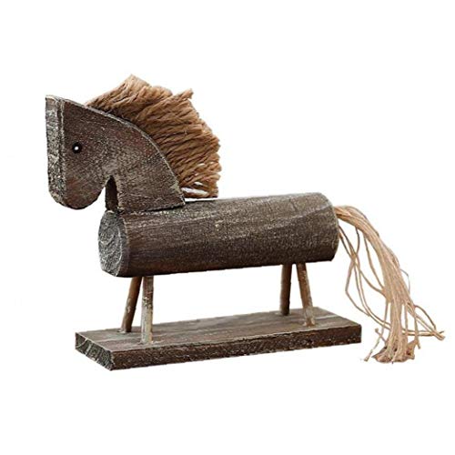 CULER 1pc De Madera Antiguo Caballo Figurines Estilo Mediterráneo Adornos De Decoración para Hogar De Escritorio