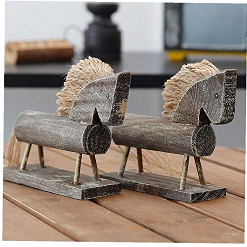 CULER 1pc De Madera Antiguo Caballo Figurines Estilo Mediterráneo Adornos De Decoración para Hogar De Escritorio