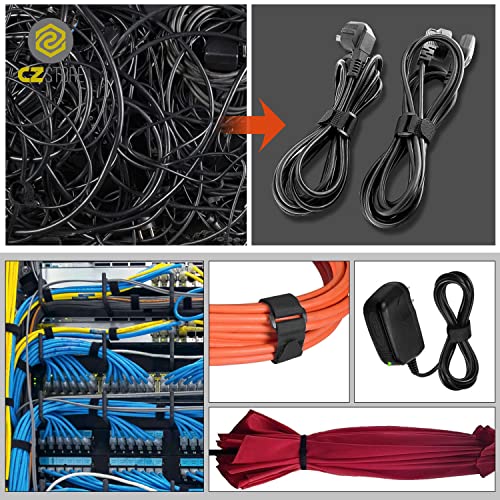 CZ Store Bridas Ajustables para Cables - ✮GARANTÍA DE POR VIDA✮ - Paquete de 10 Correas de Nylon Resistentes con Hebilla de Plástico - Organizadores para Sujetar Cables de Ordenador, Herramientas