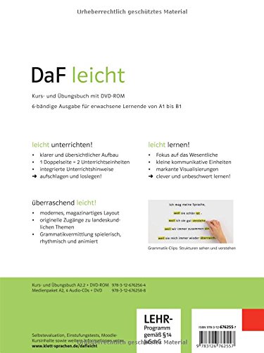 DaF leicht a2.1, libro del alumno y libro de ejercicios + dvd-rom: Kurs- und Ubungsbuch A2.1 mit DVD-Rom