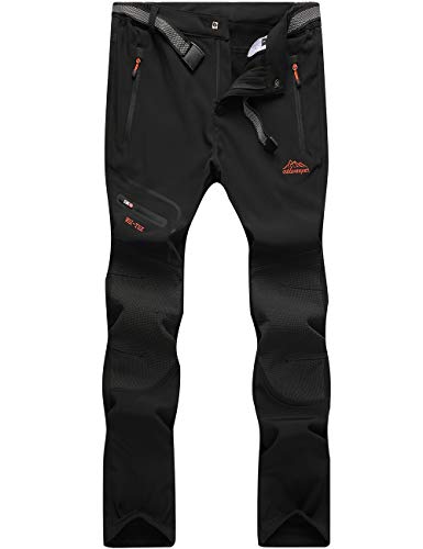 DAFENP Pantalones Trekking Mujer Impermeable Pantalones de Escalada Senderismo Alpinismo Invierno Polar Forrado Aire Libre KZ1662W-Black1-M