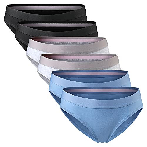 DANISH ENDURANCE Braguita Estilo Bikini Slip de Algodón Orgánico, Pack de 6, Negro, Gris, Azul (Multicolor (2 x Negro, 2 x Gris, 2 x Azul), Medium)
