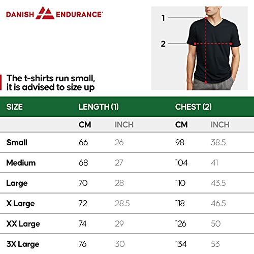 DANISH ENDURANCE Men's Organic T-Shirt, 2 Pack, Crew Neck and V-Neck (Cuello en Pico - Negro, XL)