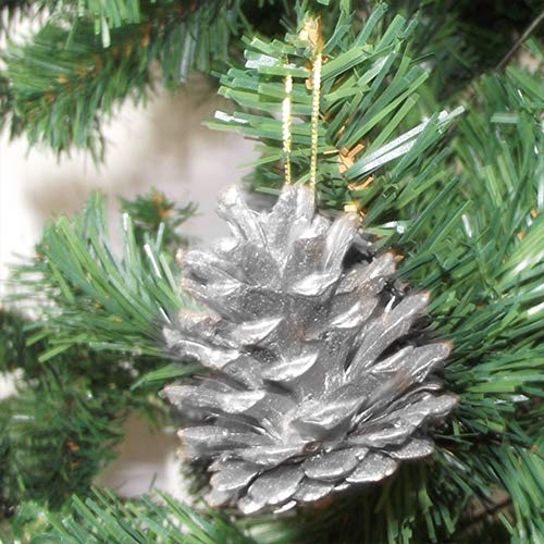 Decoraciones navideñas Conos de pino,18 piezas Conos de pino Adornos naturales con cuerdas Manualidades Colores oro/plata para la decoración del árbol de Navidad, 2 tamaño conos de pino Style-2