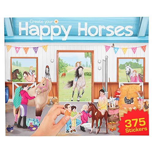 Depesche 10747 Create Your Happy Horses - Libro para colorear con pegatinas (30 x 24,5 x 0,7 cm)