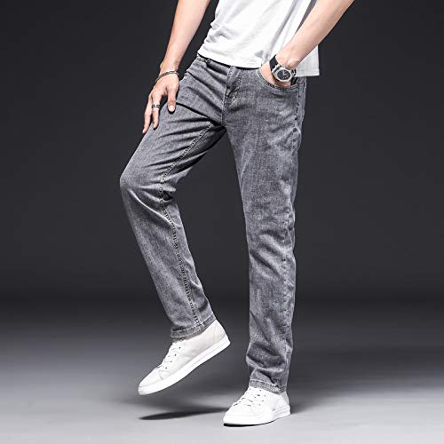 Desconocido Pantalones Vaqueros de Mezclilla de Moda Coreana para Hombres, de Gran tamaño, Sueltos, de Gran tamaño, de Color Liso 31