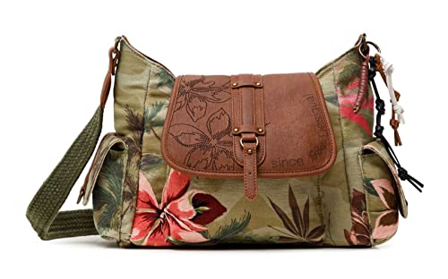 Desigual Fabric Shoulder Bag, Bolso Bandolera. para Mujer, Verde, U