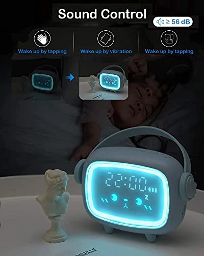 Despertador Infantil,Reloj Despertador niños Digital con Luz,Control de Voz Reloj Despertador con Repetición para niños y niñas,Buen Regalo para Niños