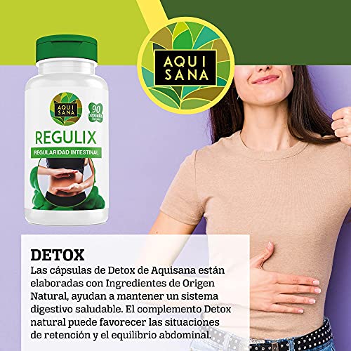 Detox 90 Cápsulas| Detox Natural| Regulix Aquisana| Detox Potente Fórmula Natural |Favorece al Sistema Digestivo| Aquisana
