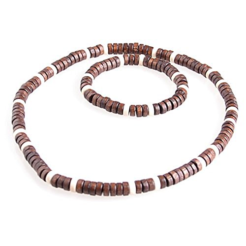 DonDon – collar y pulsera con perlas de madera auténtica, estilo playero