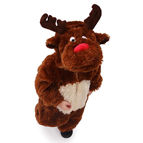 Dress Up America- Kids Reindeer Jumpsuit Outfit Disfraz Reno Mono Traje, Color marrón, Talla 3-4 años (Cintura: 66-71, Altura: 91-99cm) (865-T4)