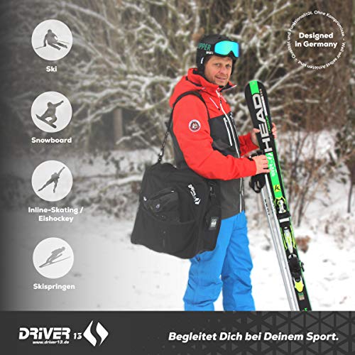 Driver13 ® Bolsa para botas de esquí Bolsa para botas de esquí con compartimento para casco para botas blandas duras inliner y bolsa para botas negro