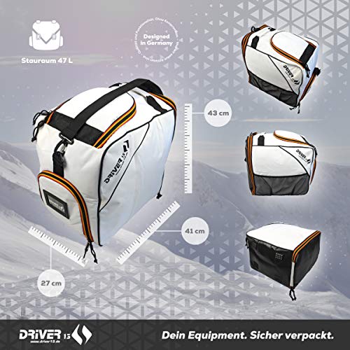 Driver13 ® Bolsa para botas de esquí con compartimento para casco, para botas blandas rígidas, color blanco (Germany Edition)