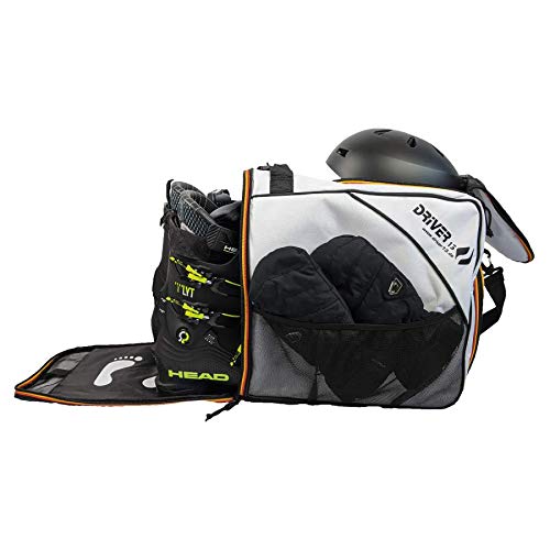 Driver13 ® Bolsa para botas de esquí con compartimento para casco, para botas blandas rígidas, color blanco (Germany Edition)