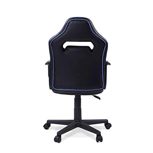 DRW, Silla Gamer, Silla de Oficina Gaming Estudio o Escritorio, Acabado en Símil Piel Negro y Azul, Medidas: 60 cm (Ancho) x 60 cm (Fondo) x 98-108 cm (Alto)