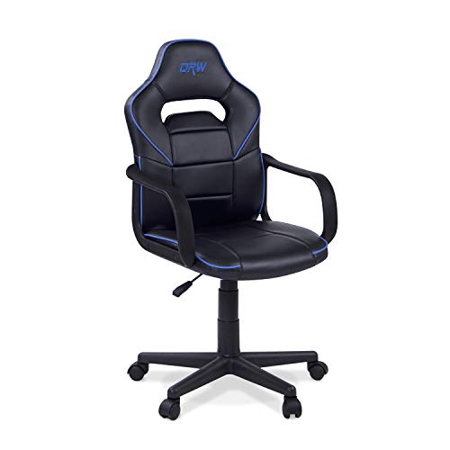 DRW, Silla Gamer, Silla de Oficina Gaming Estudio o Escritorio, Acabado en Símil Piel Negro y Azul, Medidas: 60 cm (Ancho) x 60 cm (Fondo) x 98-108 cm (Alto)