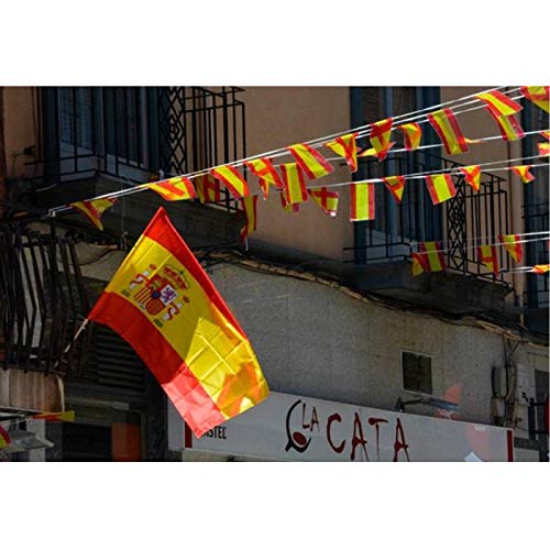 DS HOME Bandera de España Grande Pack de 2 Banderas de España Grande 90 x 120 cm Bandera Balcón Resistente Impermeable Bandera con Escudo Bandera Española