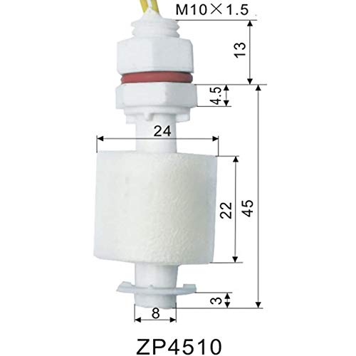 EHAO 2 piezas ZP4510 Sensor de nivel de agua líquido Interruptores de flotador verticales