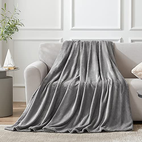 EHEYCIGA Manta Sofa Mantas para Cama Gris 150x200cm Microfibra Suave Acogedora Manta de Lujo para La Cama