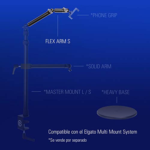 Elgato 10AAH9901 Flex Arm S, Brazo articulado de 2 secciones para cámaras, luces y demás, accesorio Multi Mount