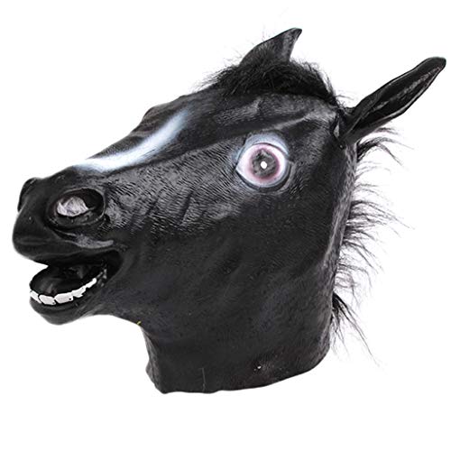 Eliky Divertida máscara de látex de cabeza de caballo para disfraz de Halloween