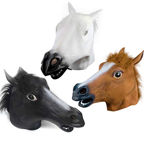 Eliky Divertida máscara de látex de cabeza de caballo para disfraz de Halloween