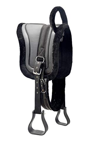Equipride Bareback - Sillín de caballo con estribos (tamaño completo), color negro