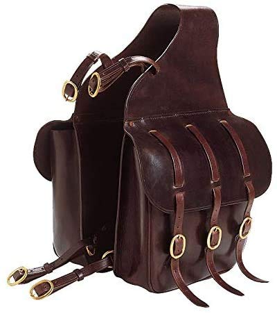 Equipride Excelsior - Alforjas para silla de montar (piel), color negro y marrón