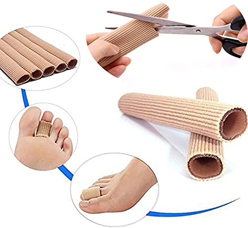 Ergofoot - Manguitos tubulares cerrados y abiertos para dedos de los pies, 6 piezas, protectores para evitar rozaduras, callos, juanetes, ampollas etc.