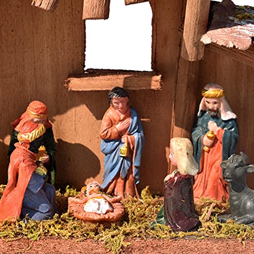 Escultura de Navidad Natividad Regalos Adoring Santa Claus con Niño Jesucristo Rienda Estatua de Navidad para oficinas, estudios y salas de estar