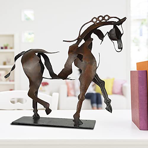 Estatua vintage de cobre de pie de caballo escultura de caballo animal estatua de caballo decoración del hogar moderna estatua de caballo de metal para el hogar, estantería de oficina, escritorio