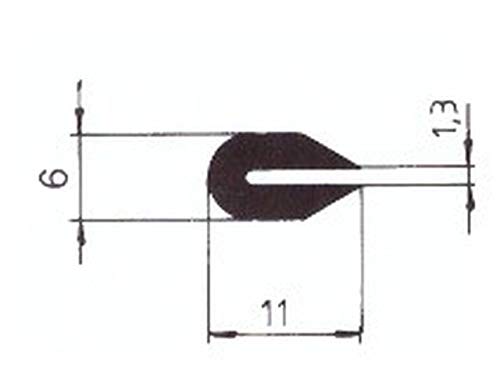 EUTRAS-Kantenschutz 2072 Eutras KSO4005-Protector de bordes (3 m, 1,3 mm, PVC), color negro