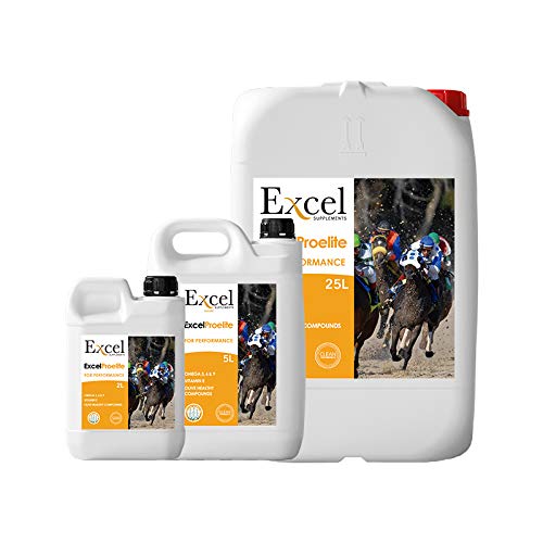 Excel ProElite 5- litros | Aceite para Caballos | Anti-inflammatorio | Antioxidantes | Desarrollo Muscular | Cuidado del Caballo | Omega-3 | Vitamina E | Triterpenos de Oliva