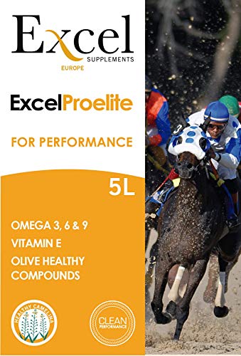 Excel ProElite 5- litros | Aceite para Caballos | Anti-inflammatorio | Antioxidantes | Desarrollo Muscular | Cuidado del Caballo | Omega-3 | Vitamina E | Triterpenos de Oliva