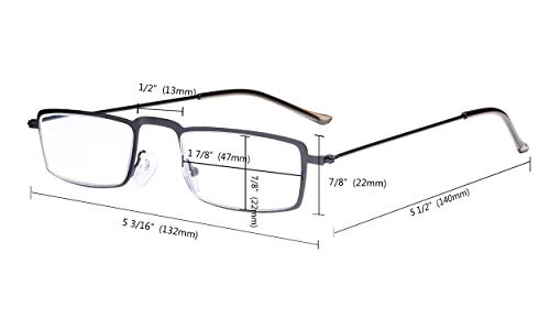 Eyekepepr 5 Piezas Acero Inoxidable marco de medio gafas de lectura lectores (Mixto, 2.25)