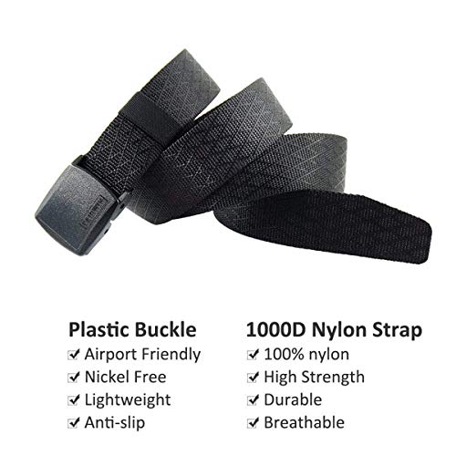 Fairwin Cinturón de Malla Táctico para Hombres, Cinturón de Nylon con Hebilla de Plástico YKK de Lona
