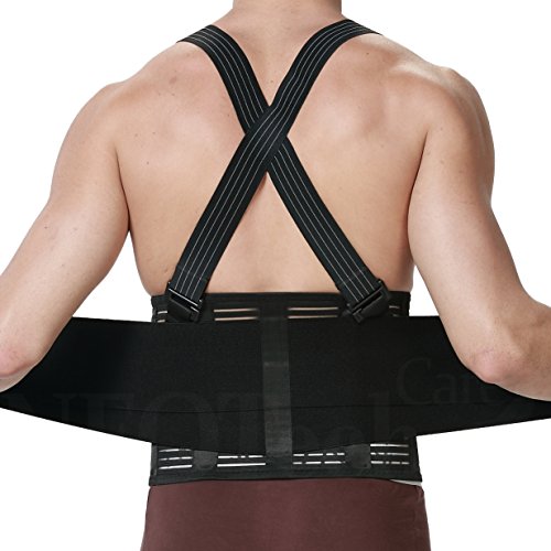 Faja para la espalda con tirantes, apoyo lumbar, cinturón de culturismo / halterofilia - Marca Neotech Care (Talla XXL)