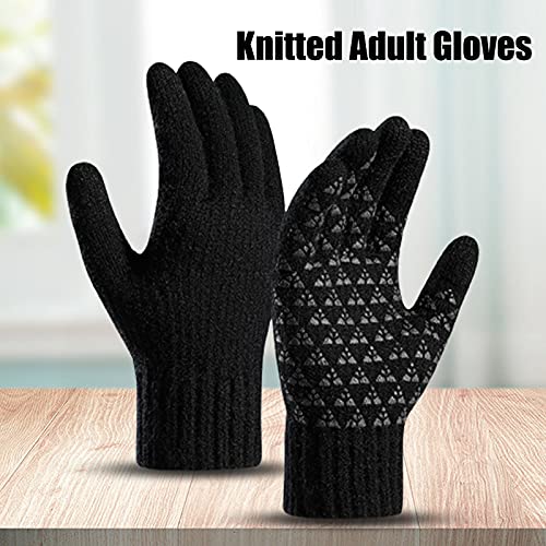 Feixing Guantes antideslizantes de invierno cálidos con pantalla táctil de punto de forro polar con forro polar elástico de la costilla de la muñeca para montar a caballo y conducir
