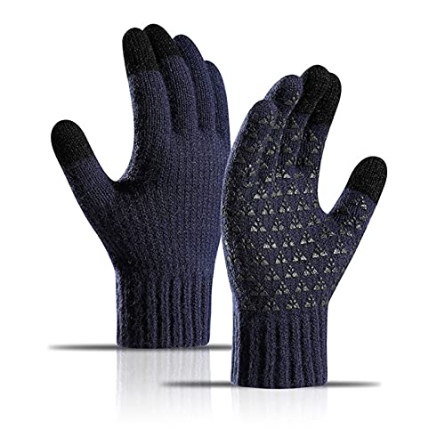 Feixing Guantes antideslizantes de invierno cálidos con pantalla táctil de punto de forro polar con forro polar elástico de la costilla de la muñeca para montar a caballo y conducir