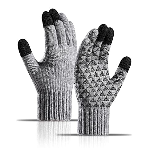 Feixing Guantes antideslizantes de invierno cálidos con pantalla táctil de punto de forro polar con forro polar elástico de la costilla de la muñeca para montar a caballo y conducir