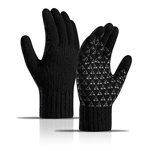 Feixing Guantes antideslizantes de invierno cálidos con pantalla táctil de punto de forro polar con forro polar elástico de la costilla de la muñeca para montar a caballo y conducir